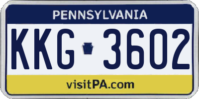 PA license plate KKG3602