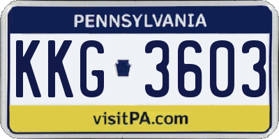 PA license plate KKG3603