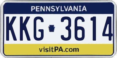 PA license plate KKG3614