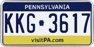 PA license plate KKG3617