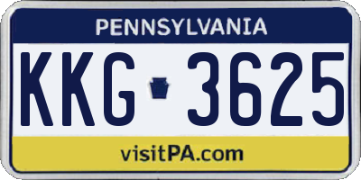 PA license plate KKG3625
