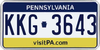 PA license plate KKG3643