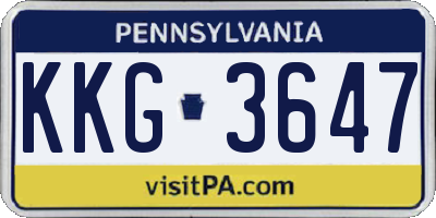 PA license plate KKG3647