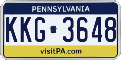 PA license plate KKG3648