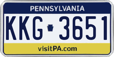 PA license plate KKG3651