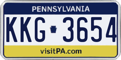 PA license plate KKG3654