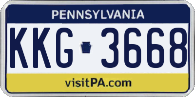 PA license plate KKG3668
