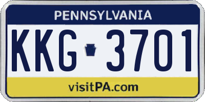 PA license plate KKG3701