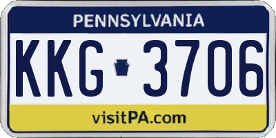 PA license plate KKG3706