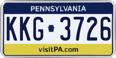 PA license plate KKG3726