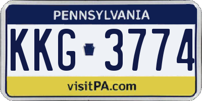 PA license plate KKG3774