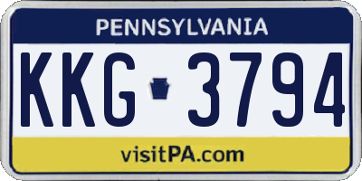 PA license plate KKG3794