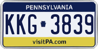 PA license plate KKG3839