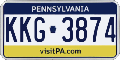 PA license plate KKG3874