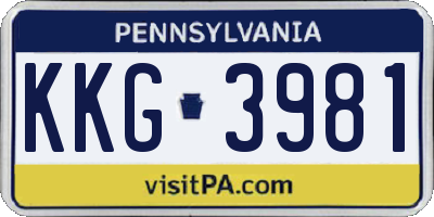 PA license plate KKG3981