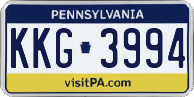 PA license plate KKG3994