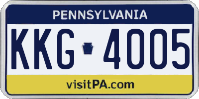 PA license plate KKG4005