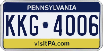 PA license plate KKG4006