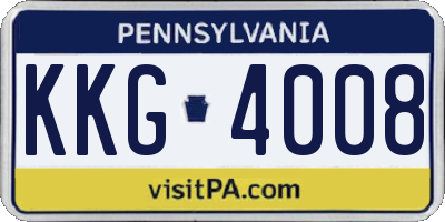 PA license plate KKG4008