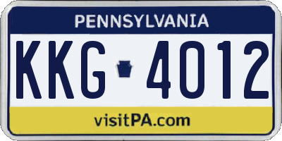 PA license plate KKG4012