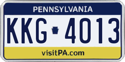 PA license plate KKG4013