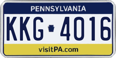 PA license plate KKG4016