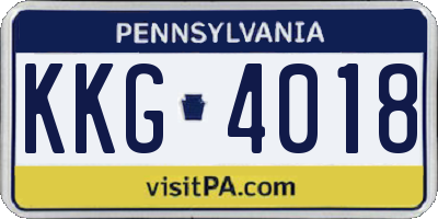 PA license plate KKG4018