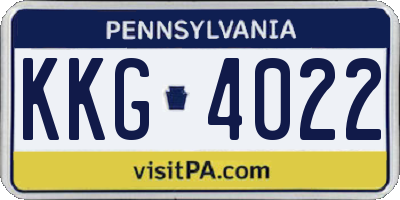PA license plate KKG4022