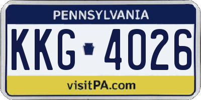 PA license plate KKG4026