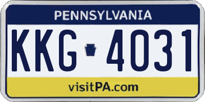 PA license plate KKG4031