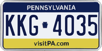 PA license plate KKG4035