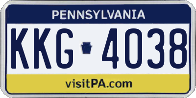 PA license plate KKG4038