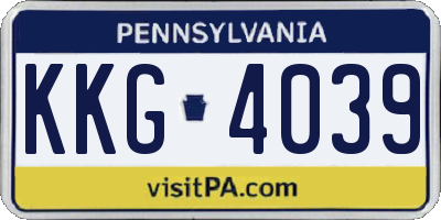 PA license plate KKG4039