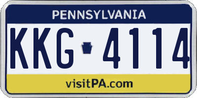 PA license plate KKG4114