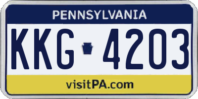 PA license plate KKG4203