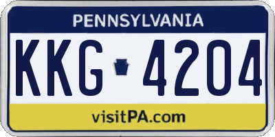 PA license plate KKG4204