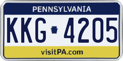 PA license plate KKG4205