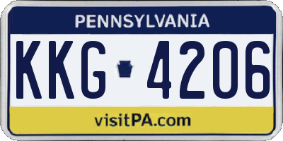 PA license plate KKG4206