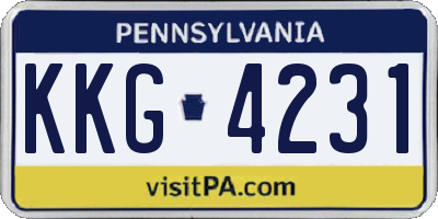 PA license plate KKG4231
