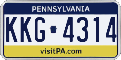 PA license plate KKG4314