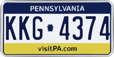 PA license plate KKG4374