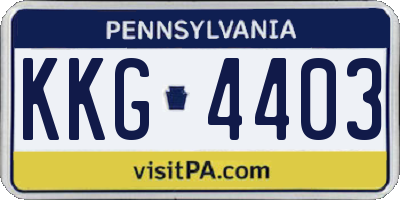PA license plate KKG4403