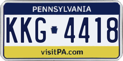 PA license plate KKG4418