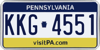 PA license plate KKG4551