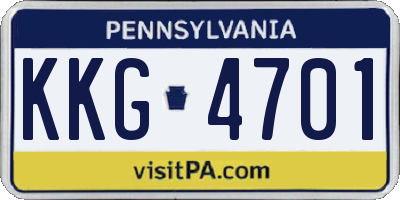 PA license plate KKG4701