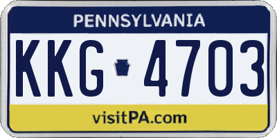 PA license plate KKG4703