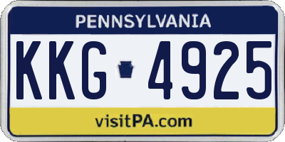 PA license plate KKG4925