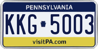 PA license plate KKG5003