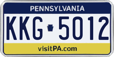 PA license plate KKG5012