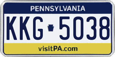 PA license plate KKG5038